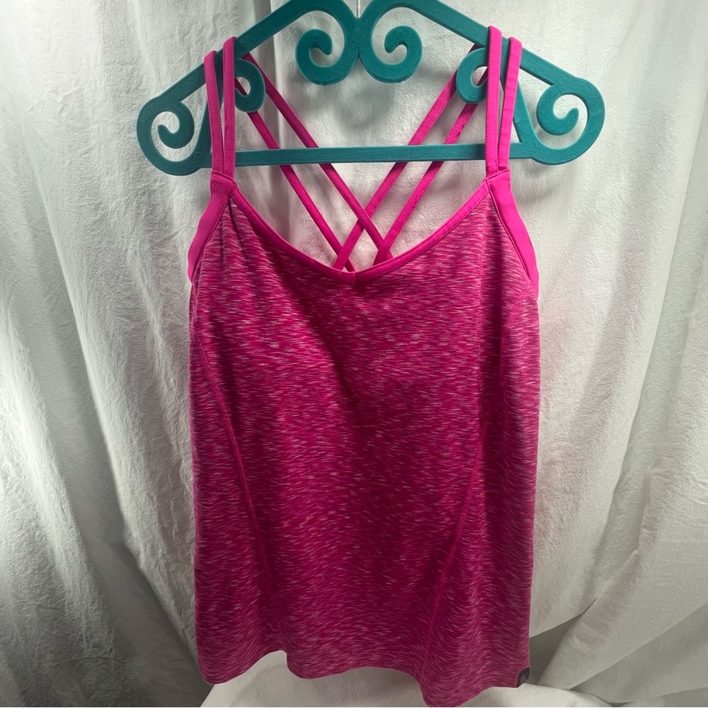 The North Face Dahlia Womens Tank Glo Hot Pink Activewear Top Large Shelf Bra